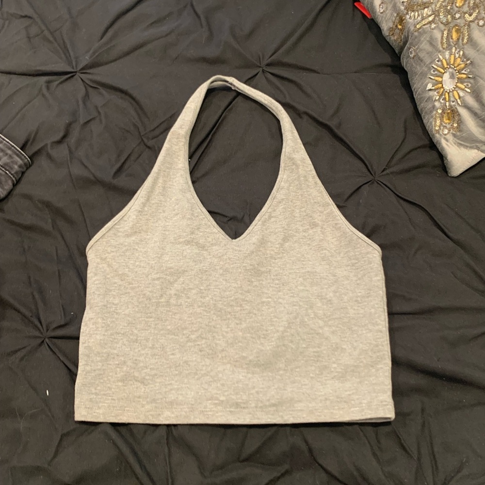 Grey halter crop top